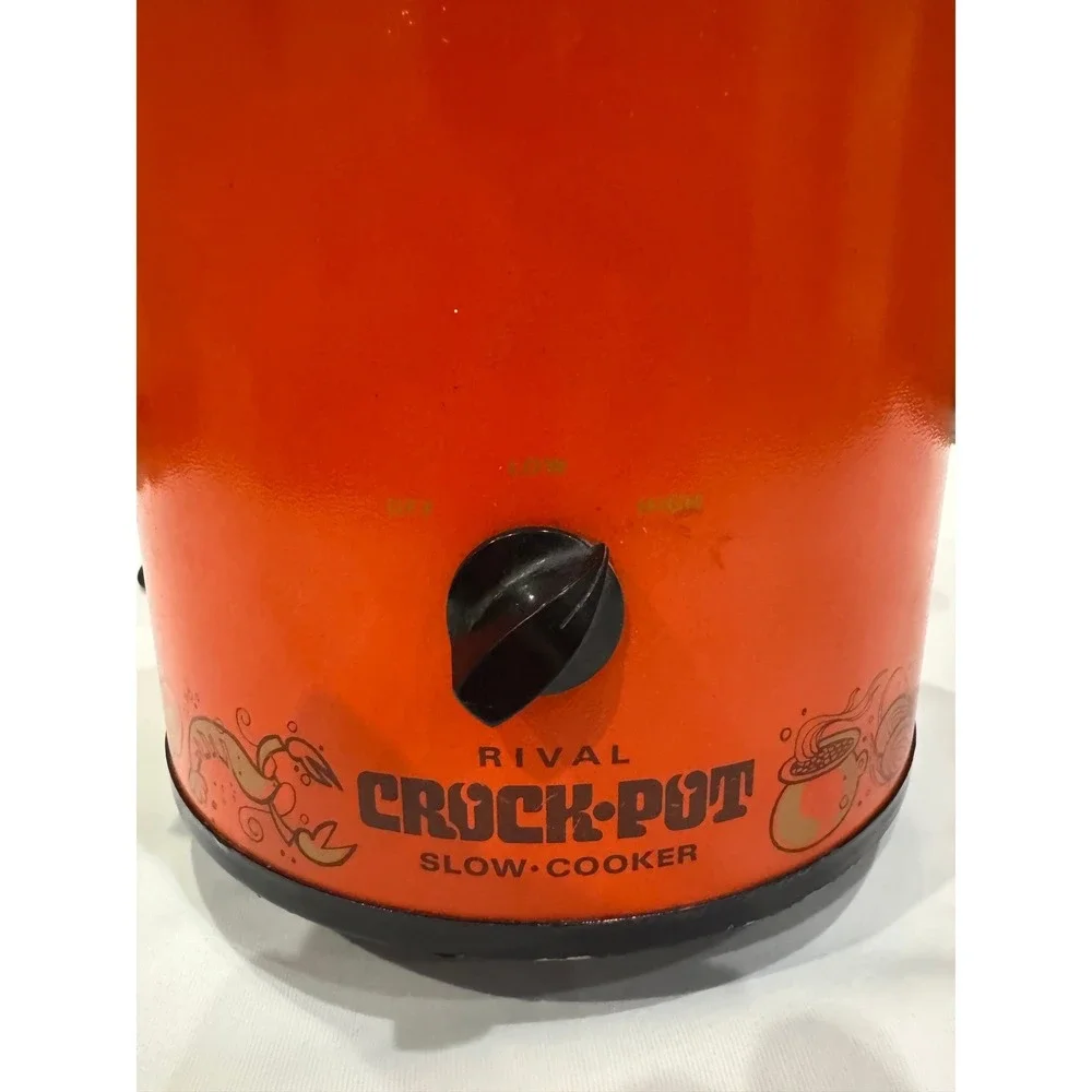 Rival Crock-Pot Slow Cooker Vintage Orange 3.5qt Good Retro Mid-Century 3100/2‎